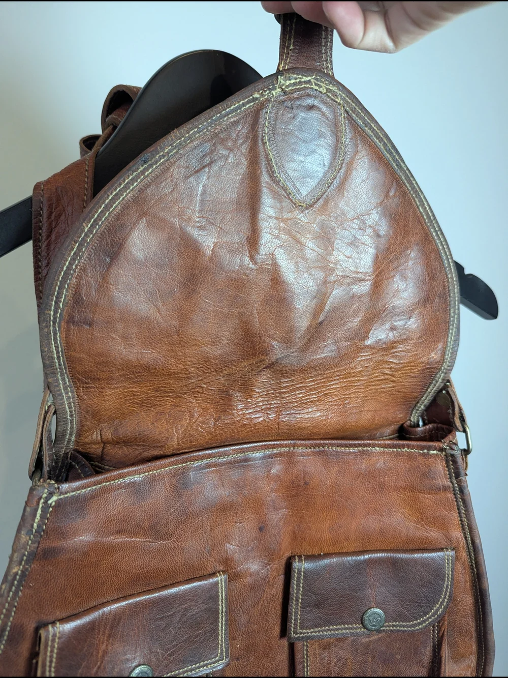 Vintage Leather Messenger Hip Cross Body Bag Handmade Hobo Saddle Bag Tote